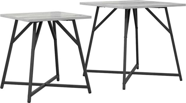 vidaXL Beistelltisch-Set 2-teilig in Grau Sonoma und Schwarz, modern und quadratisch, B/T/H: 50 x 50 x 50 cm - Bild 1
