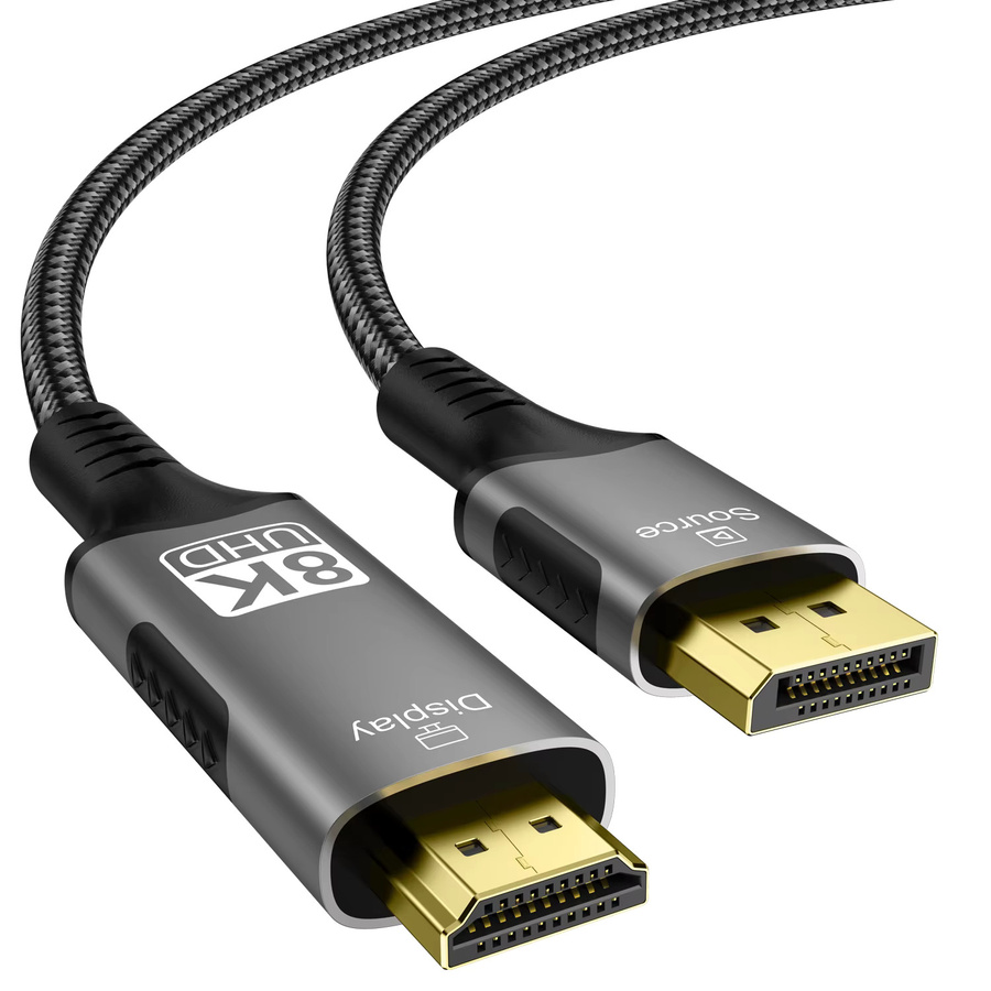 FDBOY DisplayPort auf HDMI 2.1 Kabel in Schwarz, 8K@60Hz und 4K@120Hz mit HDR Unterstützung, DP 1.4 zu HDMI 2.1 Konverter für Laptop und Konsole - Bild 3