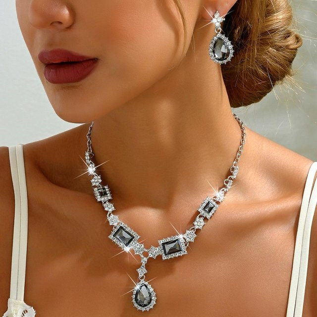 Lucky Star Jewelry Schmuck-Set, Ohrringe, Halskette, Zirkonia, Silber, Messing, Damen - Bild 1
