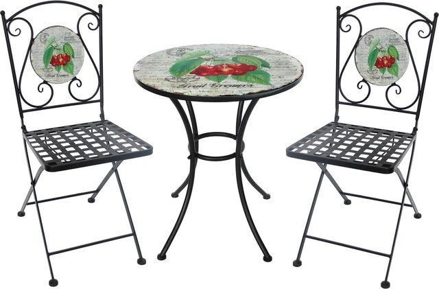 HTI-Living Esstisch-Set Celia Kirschen mit 2 Stühlen im Vintage-Design aus Metall für Garten, Balkon oder Terrasse - Bild 1