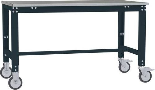 Manuflex AU7354.7016 Arbeitstisch UNIVERSAL Spezial mobil mit Blechbelagplatte, Anthrazit, B/T/H: 150 x 80 x 75,2-97,2 cm - Bild 1