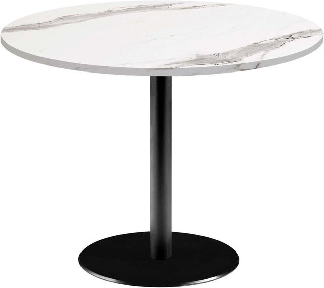 RestooTab Tisch Rome XL rund mit Stein- und Marmordekor, Farbe Weiß/Grau/Schwarz, H: 75 cm, Ø: 120 cm - Bild 1