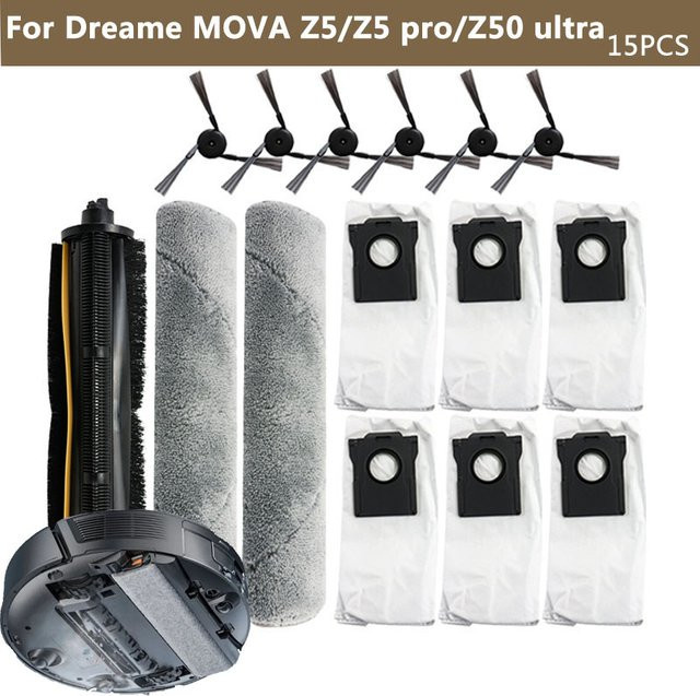 Dreame MOVA Z5 Z5 Pro Z50 Ultra Saugroboter Zubehör Set mit Anti-Verwicklungs-Rollenbürste Wischtuch und Staubbeuteln - Bild 1