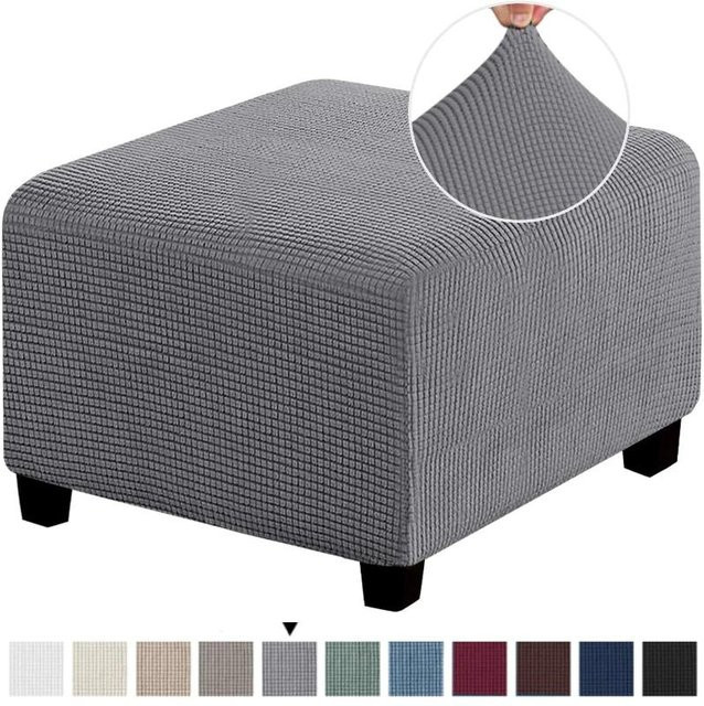 Bestbags Jacquard Stretch Ottomanenbezug für Hocker und Fußstützen, Grau - Bild 1