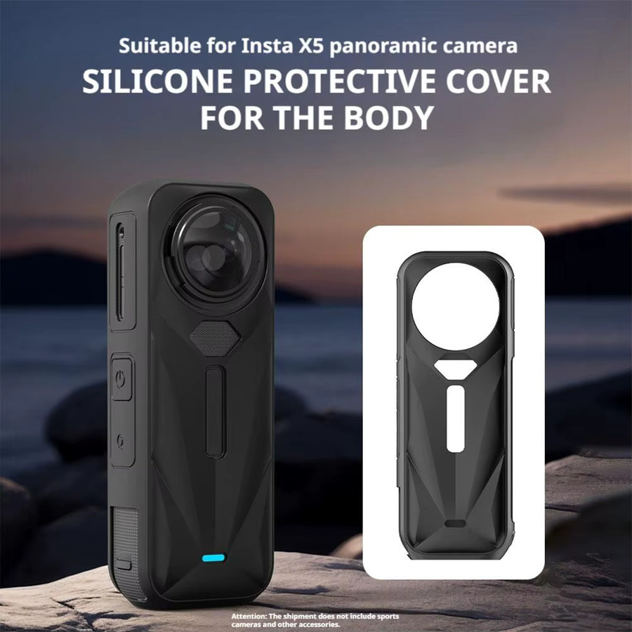 Schutzhülle aus Silikon für Insta360 X5 in Schwarz als Staubschutz und Zubehör für deine Action Camera - Bild 2