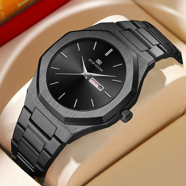 VA VA VOOM Armbanduhr, Quarz, Edelstahl, Schwarz, 42 mm, Herren - Bild 1