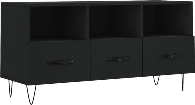 vidaXL TV-Schrank Schwarz Modell 5 aus Holzwerkstoff und Eisen, B/T/H: 102 x 36 x 50 cm - Bild 1