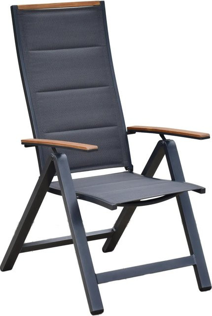 Merxx Verona Gartensessel klappbar aus Aluminium in Grau mit Textilbespannung B/H/T: 59,5 x 115,5 x 74 cm - Bild 1