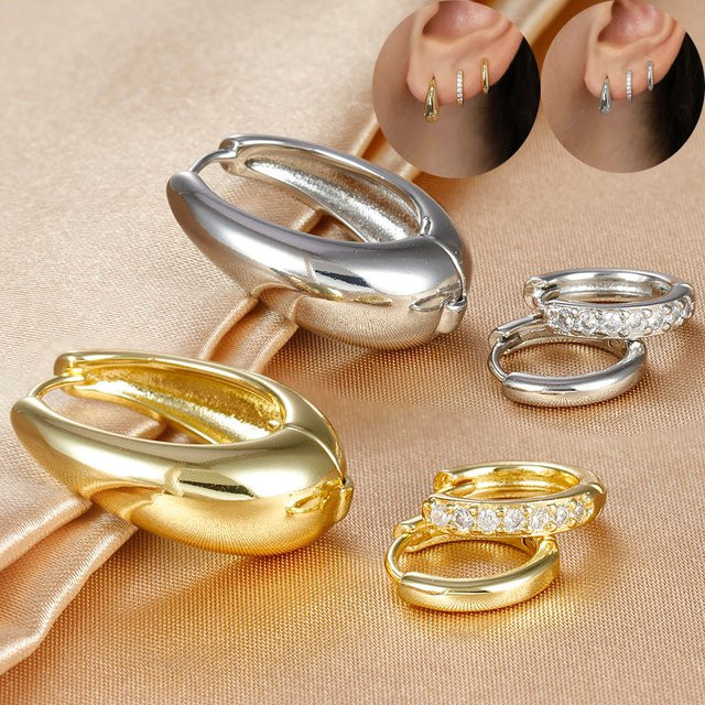 Ohrringe Set Edelstahl, Bicolor, Gold Silber Farbe, Damen - Bild 1