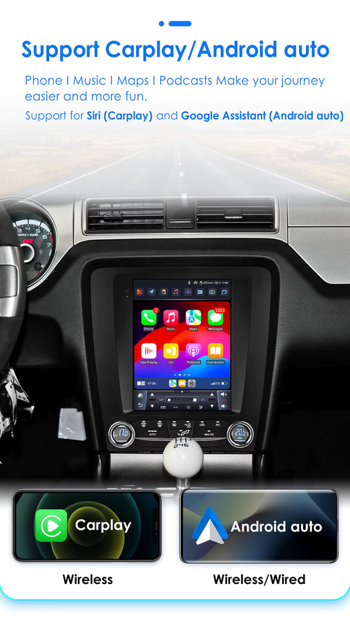 OSSURET Auto-Multimedia-Player für Ford Mustang 2010–2014 mit 9,7 Zoll Android 14 Bildschirm, Autoradio mit GPS-Navigation und 4G, Farbe: Schwarz - Bild 3
