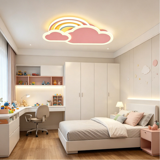 RRBEST Dimmbare LED-Deckenleuchte in Wolkenform für Kinderzimmer, Rosa, mit Fernbedienung und App-Steuerung sowie Speicherfunktion - Bild 1