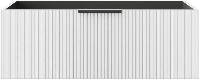 Waschbeckenunterschrank Paliro von Vente-unique in Weiß mit Rillenoptik, Breite: 100 cm, Tiefe: 45,5 cm, Höhe: 35 cm - Bild 1