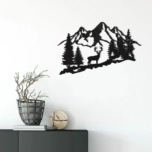 DDPNKL Wanddeko Hirsch aus Metall in Schwarz für Wohnzimmer und Schlafzimmer - Bild 1