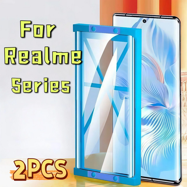 2er-Set Explosionsschutz-Displayschutz für Realme X7, 10, 11 und 12 Pro Plus, transparent, inklusive Installationskit - Bild 1