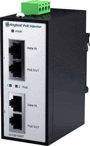 Anybus AWB4006 PoE Injector RJ-45 in Schwarz für Ethernet/LAN, Wandmontage aus Metall - Bild 1