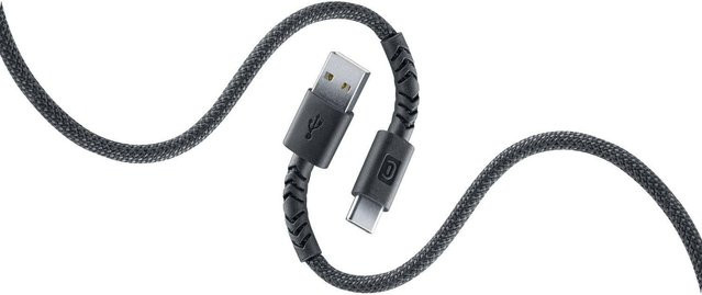CellularLine Flexi Braided USB Typ-A auf USB Typ-C Datenkabel, Schwarz, 1,5 m - Bild 1