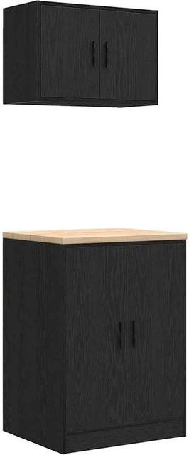 Set aus 2 vidaXL Garagenschränken aus Holzwerkstoff in Schwarz - Bild 1