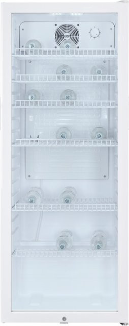 Exquisit Glastürkühlschrank GKS240-GT-160C Weiß mit 237 l Volumen, Umluftkühlung, 6 Ablagen und Türschloss - Bild 1
