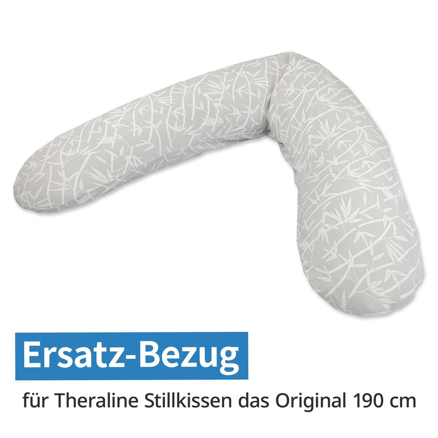 Theraline Ersatzbezug für das Original Stillkissen Bamboo in Grau, Bio-Baumwolle, 190 cm - Bild 1