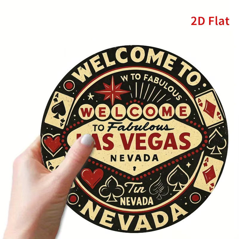 Potdemiel Welcome to Las Vegas Neonschild Metallwandkunst im Retro-Design, Rot und Schwarz - Bild 4