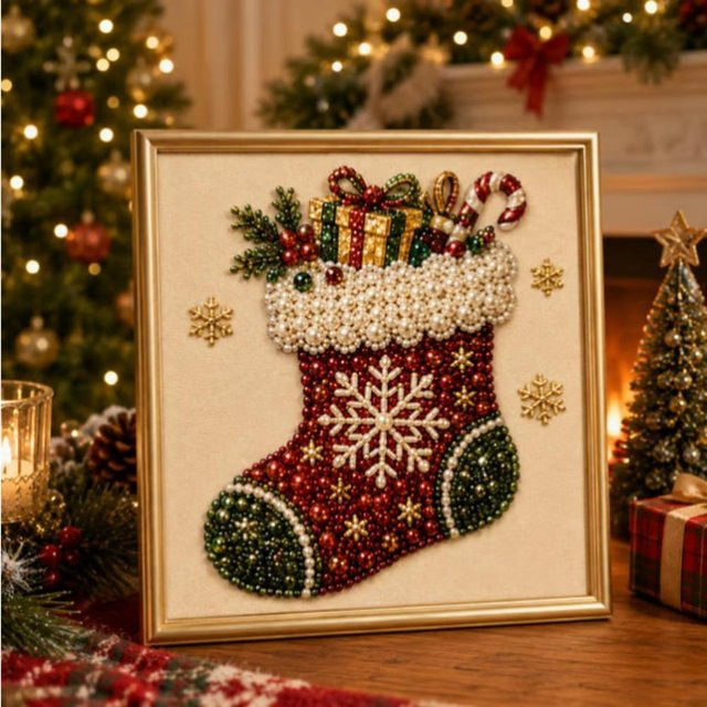 GargerHa Weihnachts-Perlenkunst-Set Weihnachtsmann, 3D Perlen-Kunst-Set, Bunt / Mehrfarbig - Bild 1