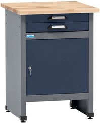 Küpper Werkbank eintürig mit 2 Schubladen, Dunkelblau-Hellgrau, H x B x T: 84 x 60 x 60 cm - Bild 1