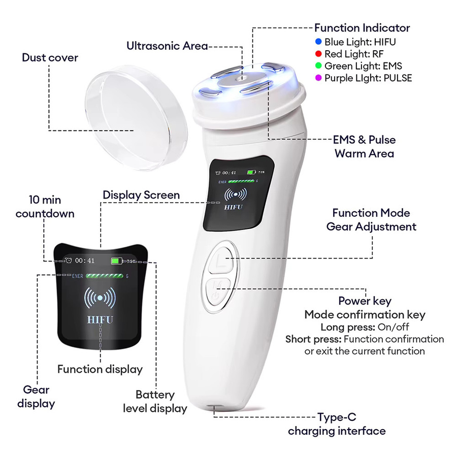 foreverlily Mini HIFU 5-in-1 Beauty Machine, Gesicht - Bild 5