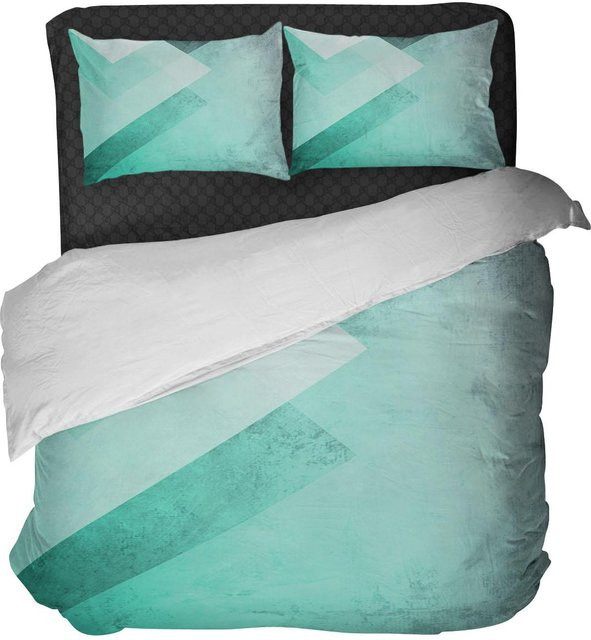 Modernes Bettwäsche-Set von Binchi Outdoor Product mit abstraktem Liquid Swirl-Motiv in Türkis, bestehend aus Bettbezug und Kissenbezug aus Mikrofaser, Breite: 135 cm, Länge: 200 cm - Bild 1