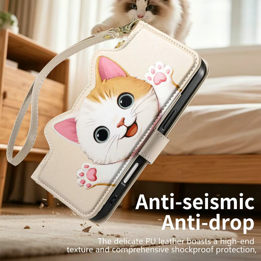 Xiaomi 17T Pro 5G Handyhülle als Crossbody-Tasche mit Katzen-Design und Kartenetui in Braun - Bild 1