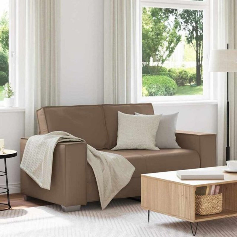vidaxl Loveseat Sofa 2-Sitzer aus Kunstleder in Braun mit Metallgestell und Kissen, Breite: 120 cm - Bild 1