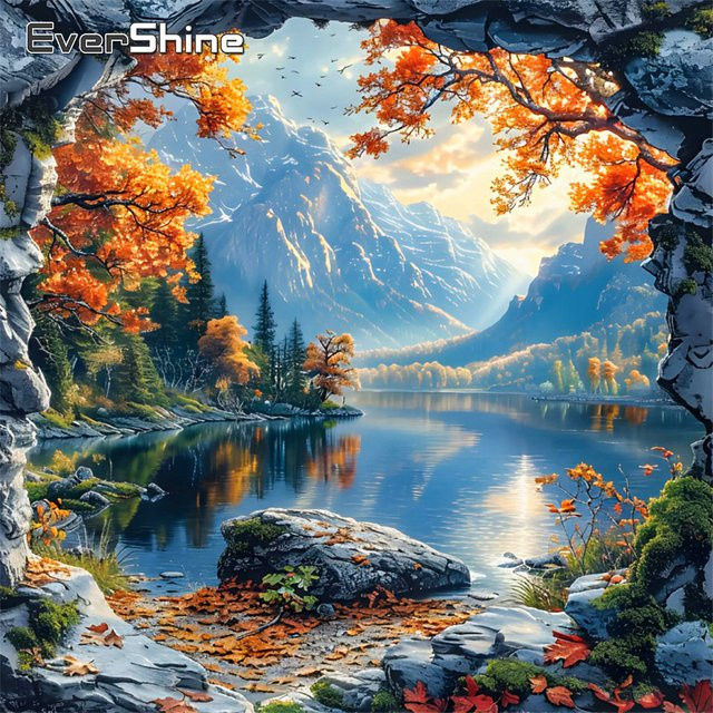 EverShine Diamant-Mosaik Landschaft mit Berg und Baum als Kreuzstich-Stickerei in Multicolour - Bild 1