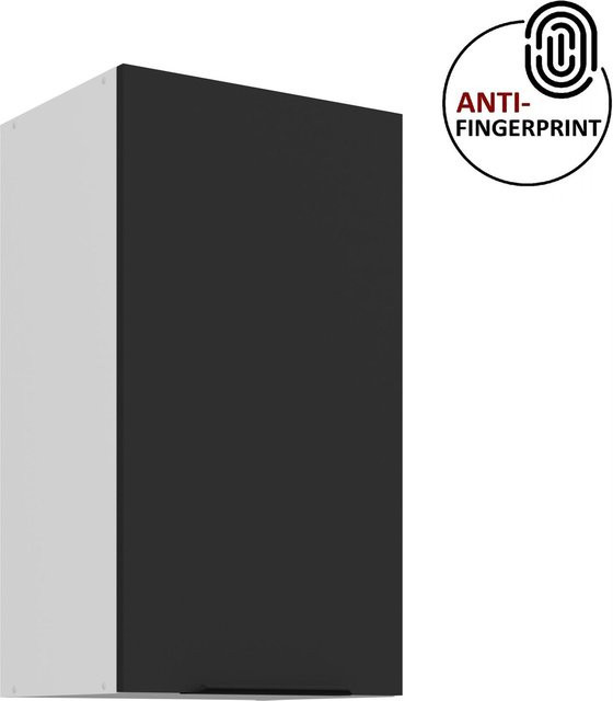 Küchen Hängeschrank ARIA Schwarz matt mit Einlegeböden, Breite: 40 cm, Höhe: 72 cm, Tiefe: 30 cm - Bild 1