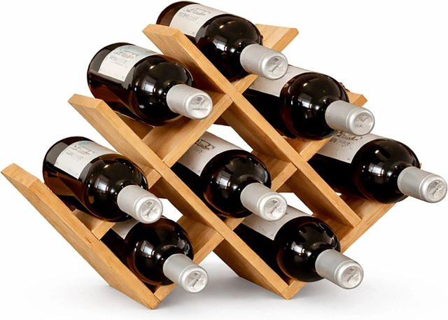 Relaxdays Weinregal aus Bambus in Natur, Platz für 8 Flaschen, B/T/H: 44,5 x 30 x 23,5 cm - Bild 1