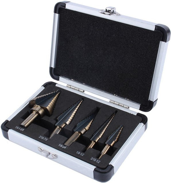 Neoglint 5er Set HSS Cobalt Stufenbohrer mit Werkzeugkoffer in Schwarz und Silber - Bild 1