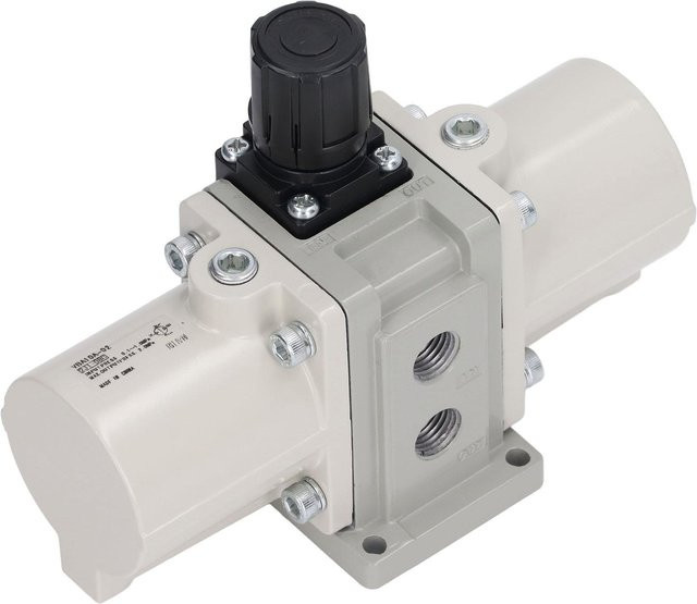 SMC Pneumatisches Boost-Ventil Typ Druckluftdruckerhöhungsventil mit Manometer und Schalldämpfer in Grau - Bild 1