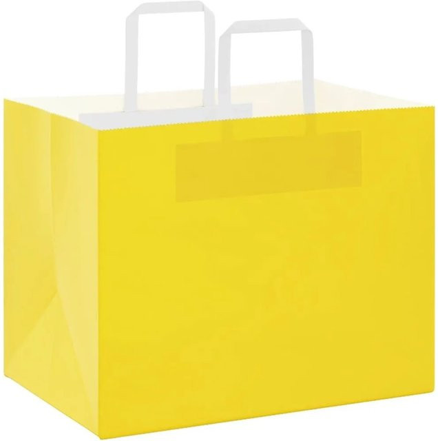 vidaXL Papiertragetaschen mit Henkeln, 250 Stück, Gelb, B/H/T: 32 x 22 x 24 cm - Bild 1