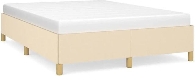 vidaXL Bettgestell aus Stoff in Beige mit gepolstertem Rahmen, B/T/H: 140 x 190 x 143 cm - Bild 1