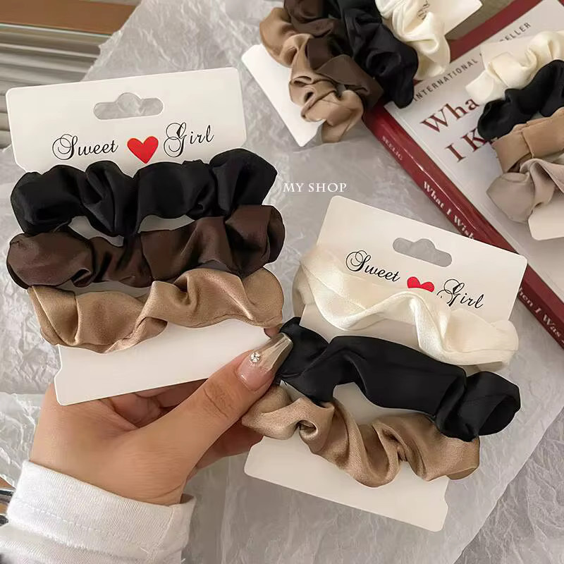 Scrunchies Seide Satin, Einfarbig, Damen - Bild 3