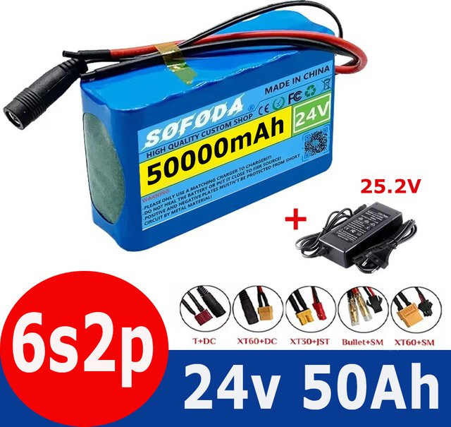 ALalito Lithium-Ionen-Akku 24 V 50 Ah mit BMS und Ladegerät, Blau, 50000 mAh - Bild 1