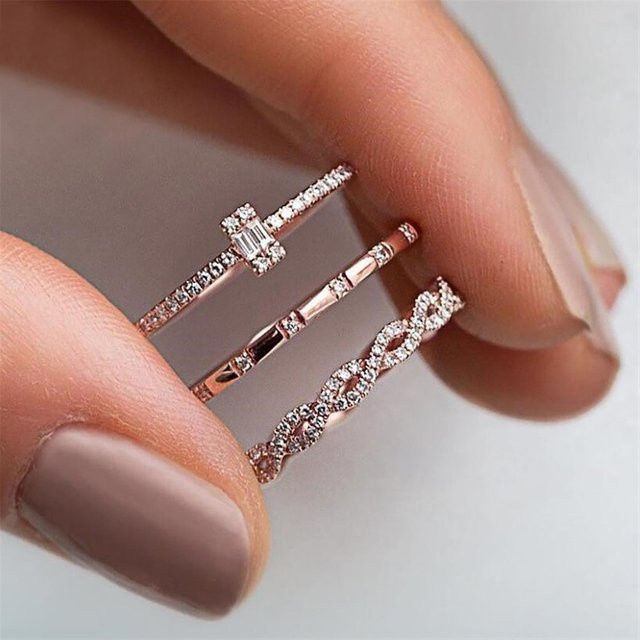 Huitan Ringe, Roségold, Zirkonia, Damen - Bild 1