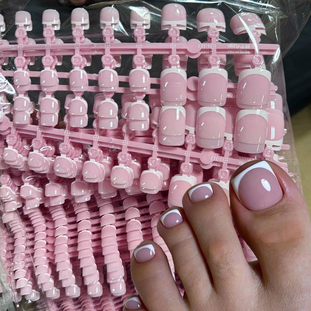 HotPress Künstliche Zehennägel, rosa, glänzend, 120 Stück - Bild 1
