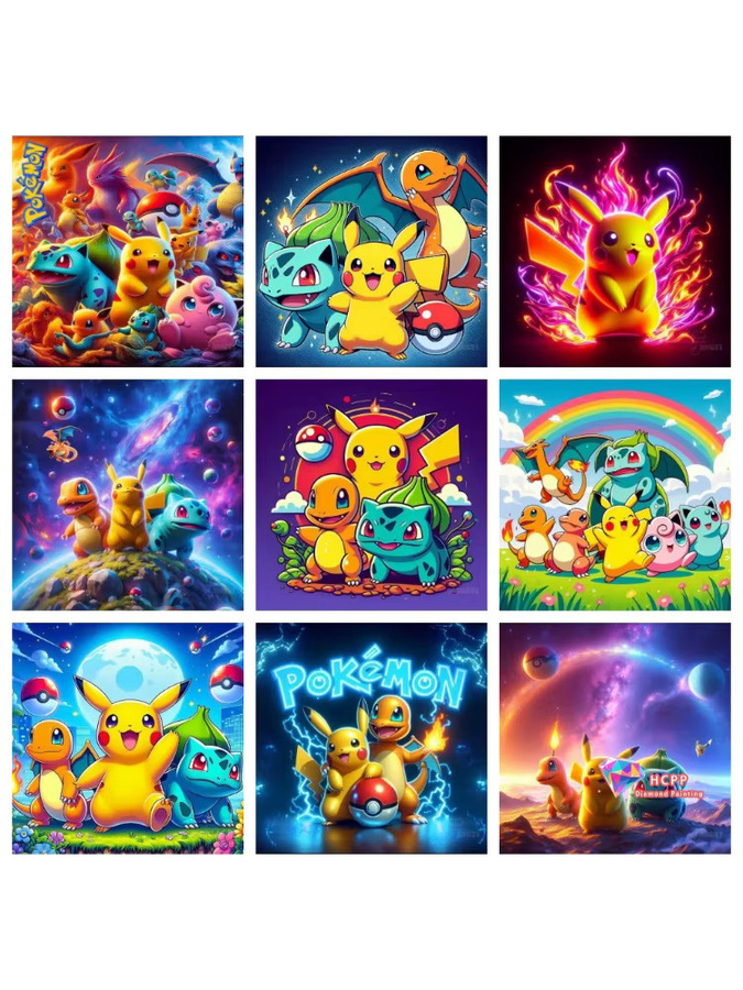Potdemiel Pokémon Pikachu, 5D DIY Diamant Malerei Kit, rund, bunt - Bild 4