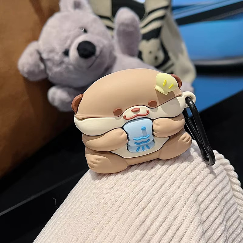 Otter Schutzhülle für Huawei FreeBuds 7i und FreeClip in Grün und Braun - Bild 1