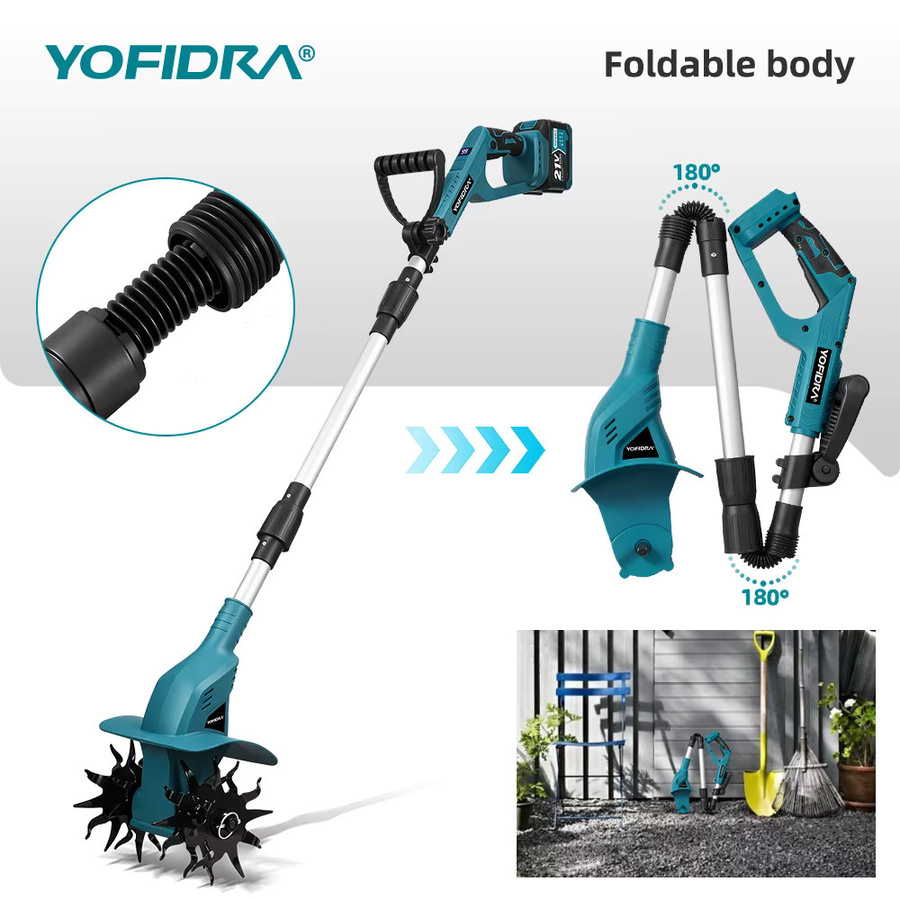 YOFIDRA Elektrische Gartenfräse als Mehrzweck-Akku-Vertikutierer für Makita 21V Akku - Bild 2