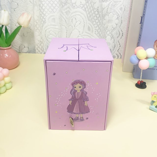 Musikalisches Prinzessinnen-Schmuckkästchen für Mädchen mit Spieluhr und drehender Ballerina in Pink mit floralem Design - Bild 1