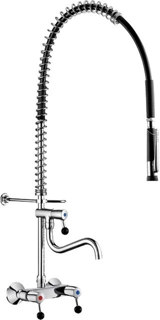 Delabie Geschirrspülbrause-Garnitur aus Edelstahl mit Wandmischer und Handbrause in Matt Schwarz - Bild 1