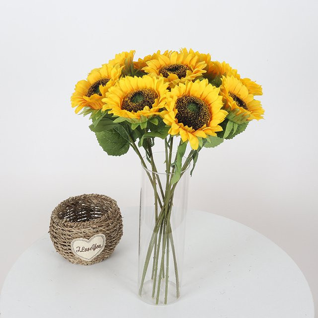 HUALIANQI Künstliche Sonnenblumen in Gelb für Dekoration und Hochzeitssträuße - Bild 1