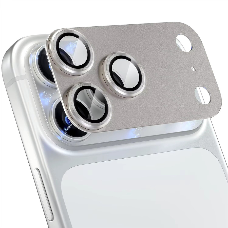 Apple Kameraobjektivschutz für iPhone 17 Pro/Max aus gehärtetem 9H Glas mit Metallrahmen in Blau und Silber - Bild 5