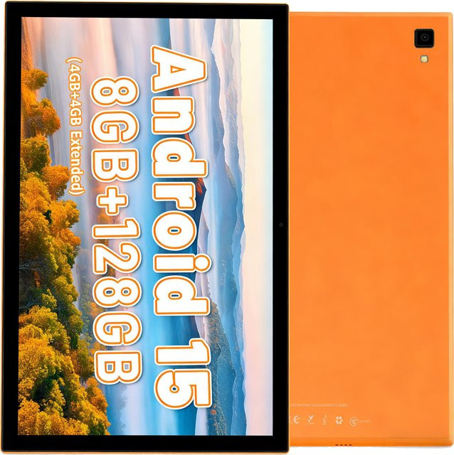 Paitanry Android 15 Tablet in Orange mit 8GB RAM, 128GB ROM, 8 Zoll IPS HD Display, 5000mAh Akku, WLAN und GPS - Bild 1
