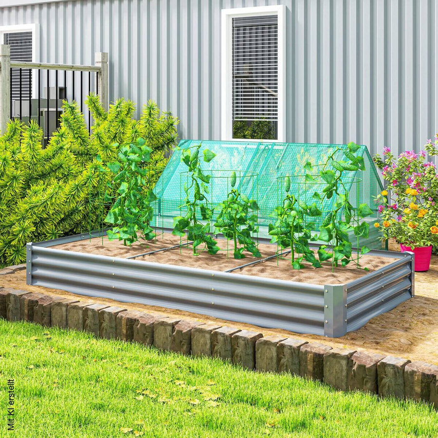 Outsunny Hochbeet aus verzinktem Stahl in Silber, B/H/L: 120 x 30 x 240 cm - Bild 4